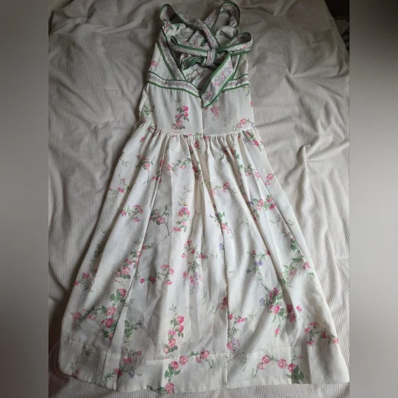 H&M Lovely Long FLORAL Back Tie-detail Midi Dress Floral Cream Floral BNWT - Picture 4 of 16